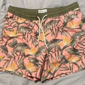 American Eagle Pink and Green Tropical Men’s Swim shorts